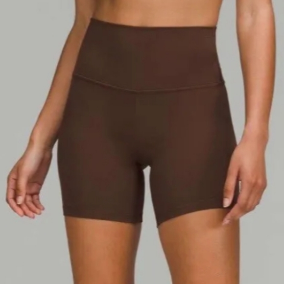 lululemon athletica Pants - Lululemon Java Align High Rise Biker Shorts 6" Nulu Brown Women's Size 6 W7BT3S